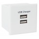 White Twin USB Charging Euro Module Insert
